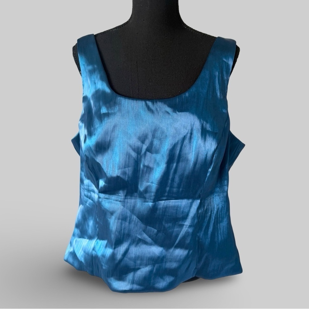 J.R. Nites by Carol Lin Saphire Blue Satin Tank Top